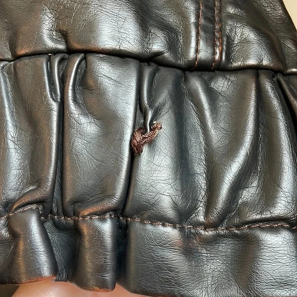 Solitaire by Ravi Khosla Brown Faux Leather Moto Jacket Size Medium - Picture 7 of 7